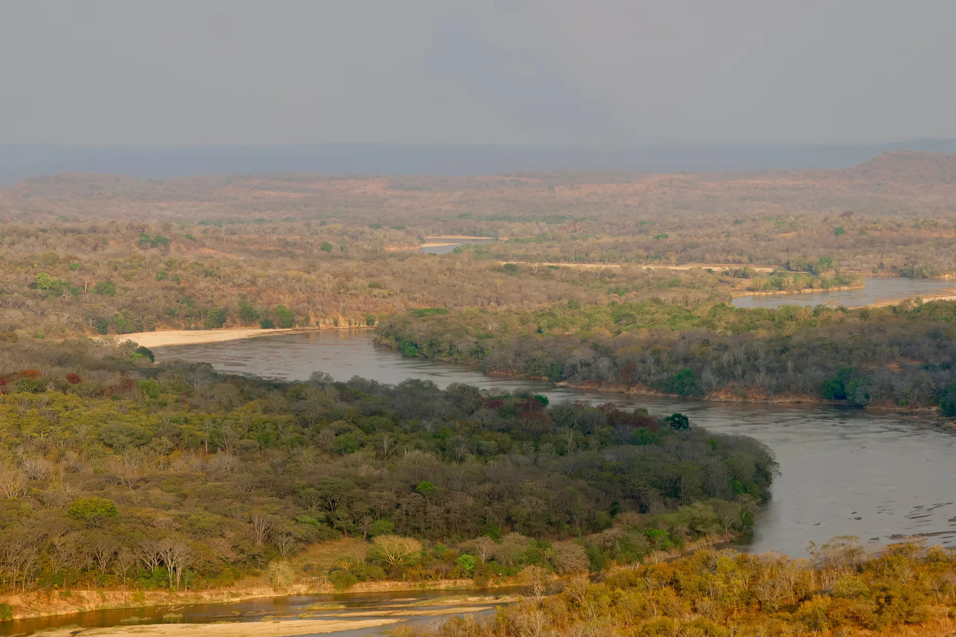 Aerial landscape near Mkuti Hill Camp
