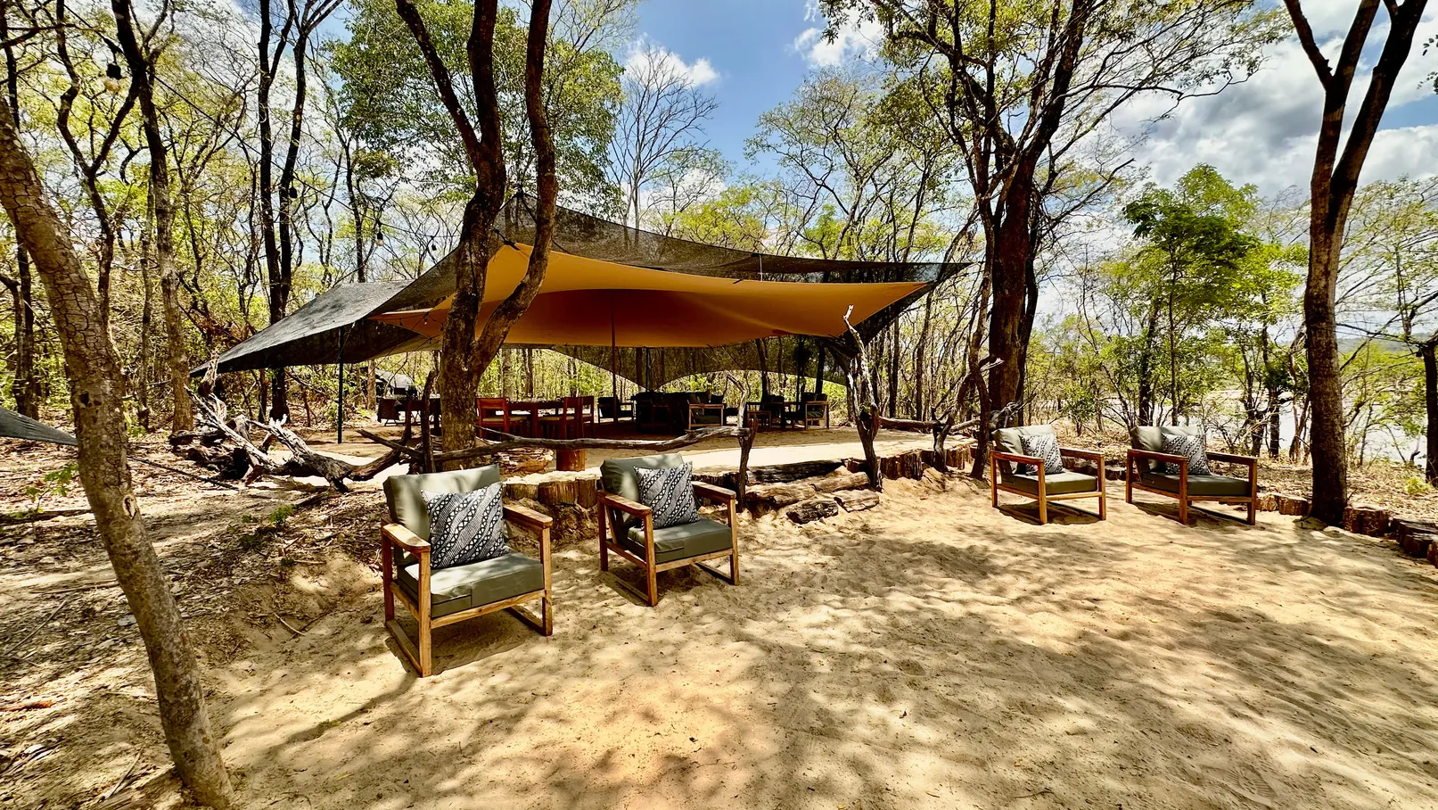 Mkuti main area beneath trees