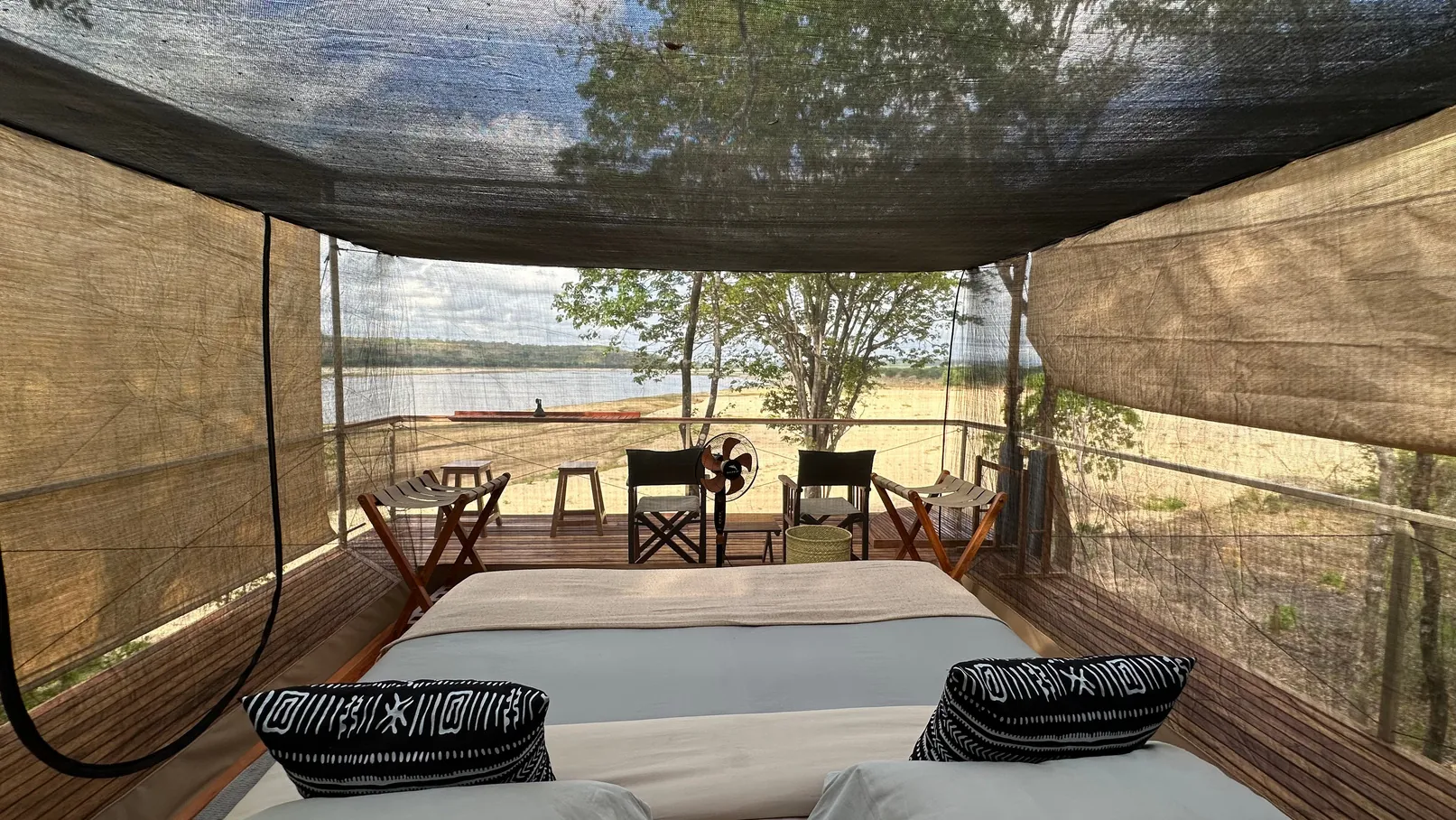 Open double-storey guest room at Mkuti Hill Camp